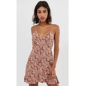 Free People All My Love Floral Wrap Slip Mini Dress Large